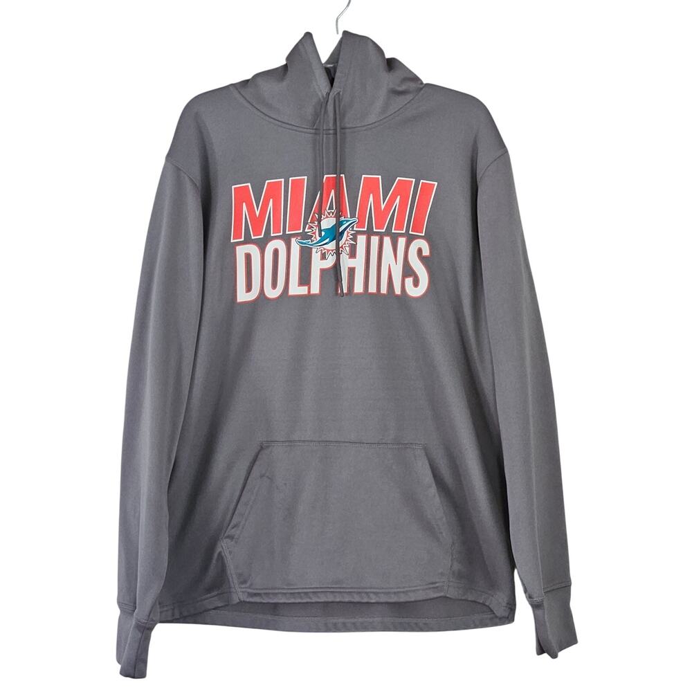 47 Brand Miami Dolphins Hoodie Kangaroo Pocket Gray Sz XL FLAW